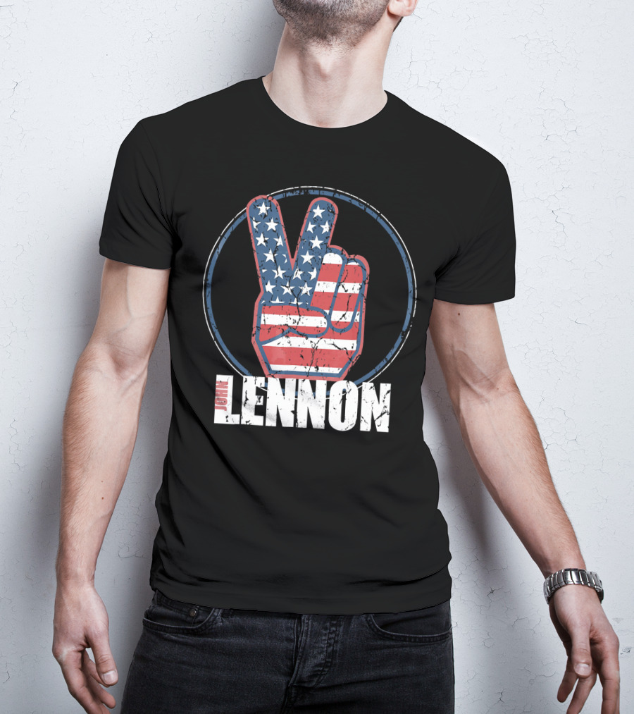 John Lennon Red White Blue Peace American Flag Victory T-Shirt