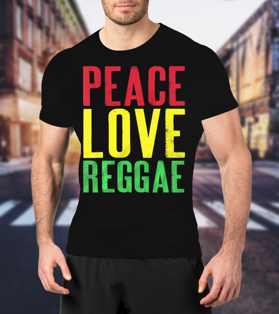 Peace Love Reggae Jamaican Colors T-Shirt