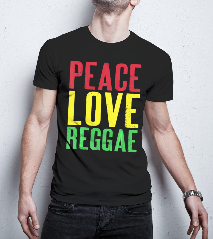 Peace Love Reggae Jamaican Colors T-Shirt