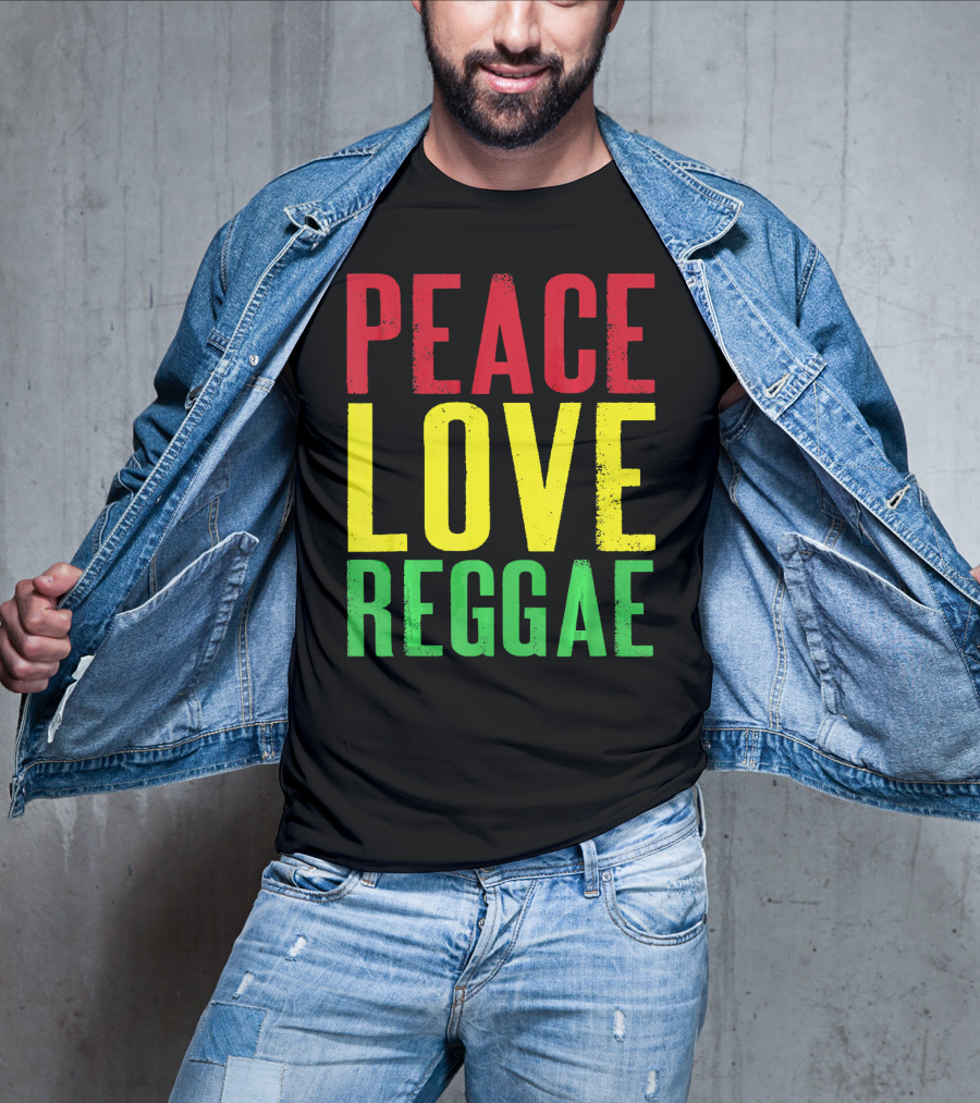 Peace Love Reggae Jamaican Colors T-Shirt