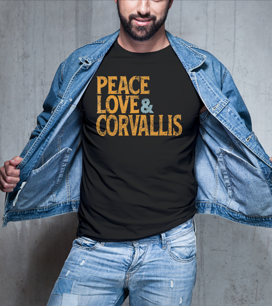 Peace Love Corvallis Retro 1960s T-Shirt