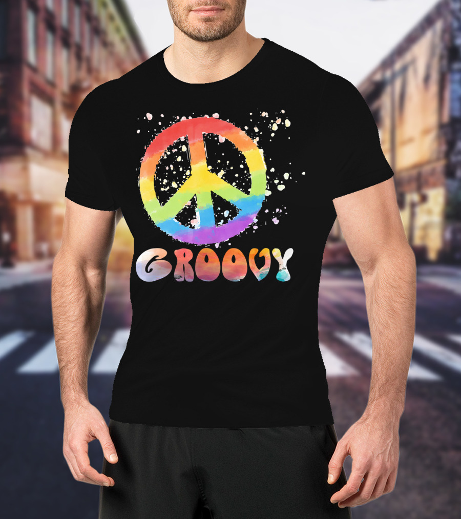 Peace Sign Groovy Retro 60s 70s Rainbow Psychedelic T-Shirt