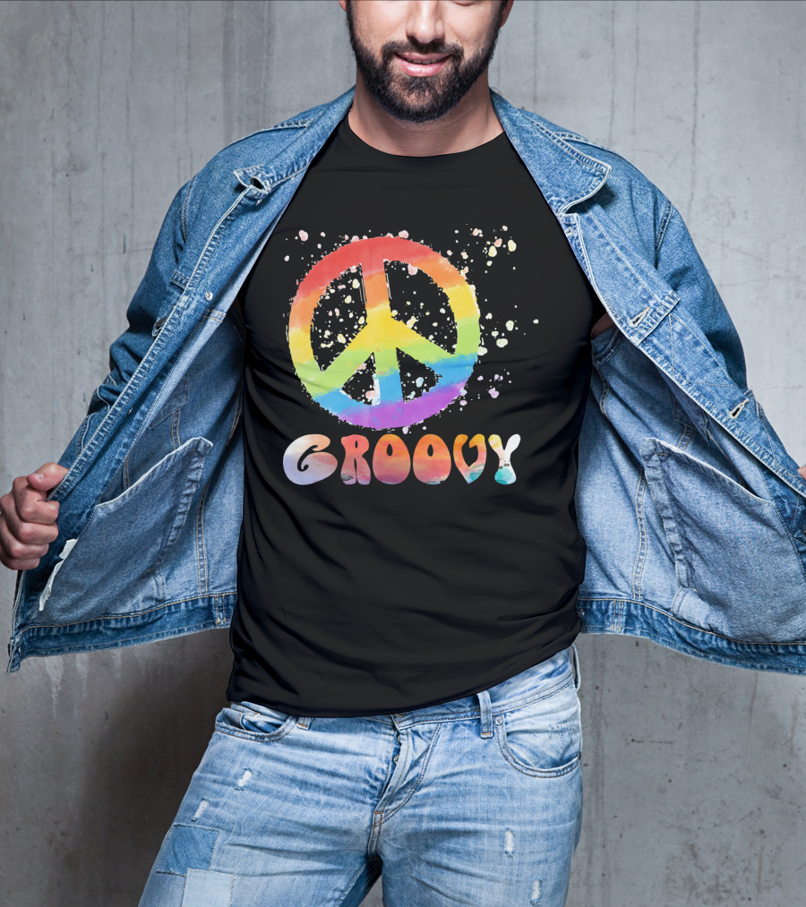 Peace Sign Groovy Retro 60s 70s Rainbow Psychedelic T-Shirt