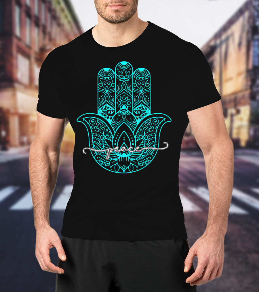 Peace Hamsa Mandala Yoga Gym T-Shirt