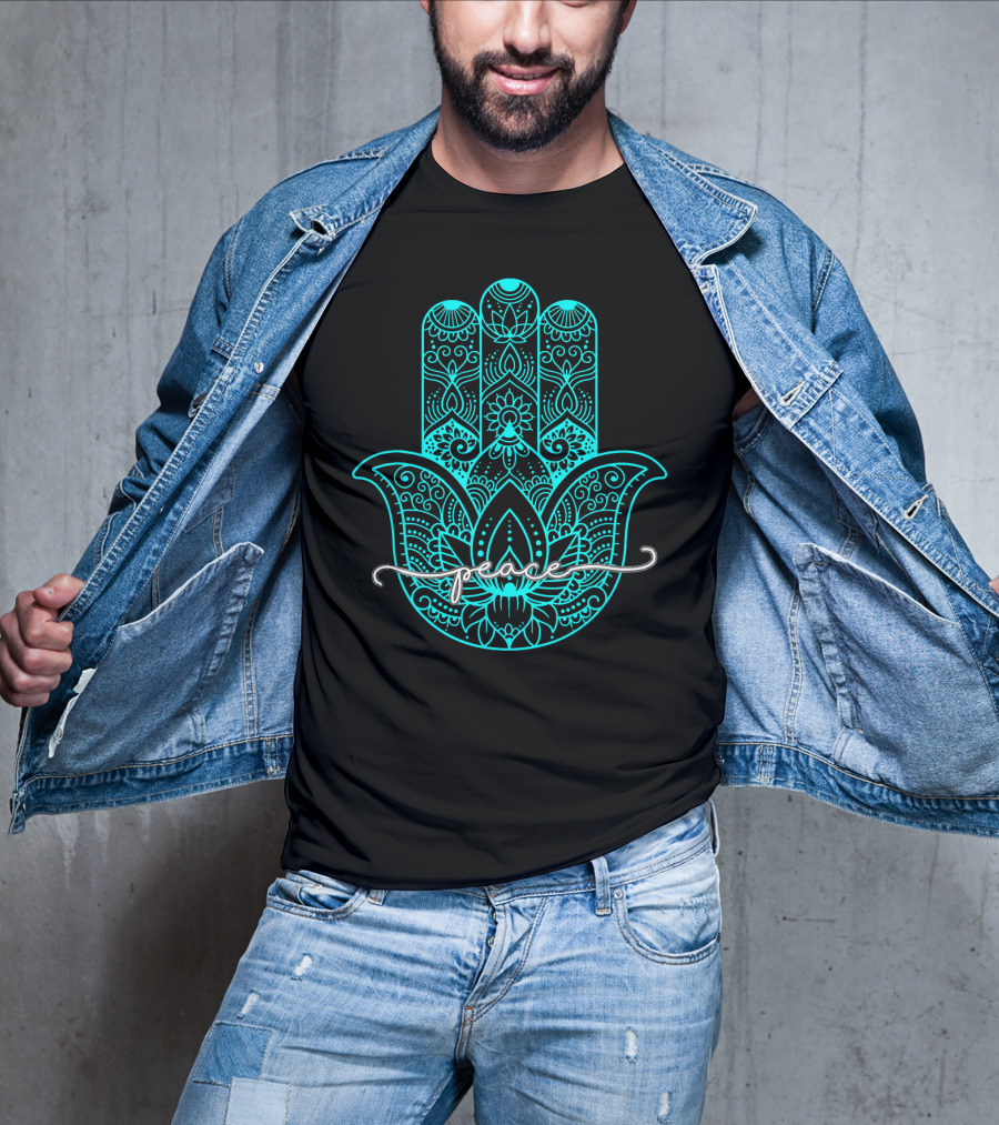 Peace Hamsa Mandala Yoga Gym T-Shirt