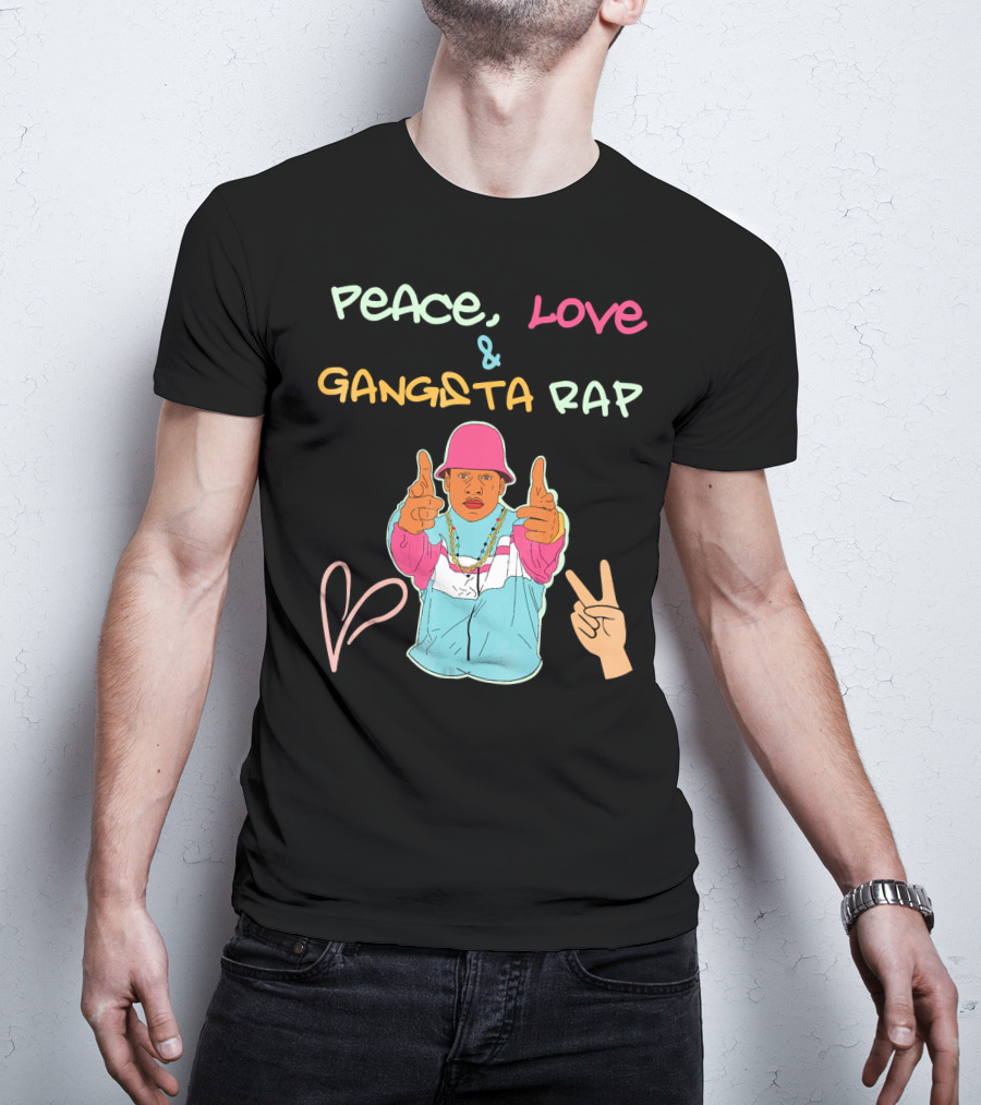Peace Love And Gangsta Rap Hippy Hiphop Unis T-Shirt
