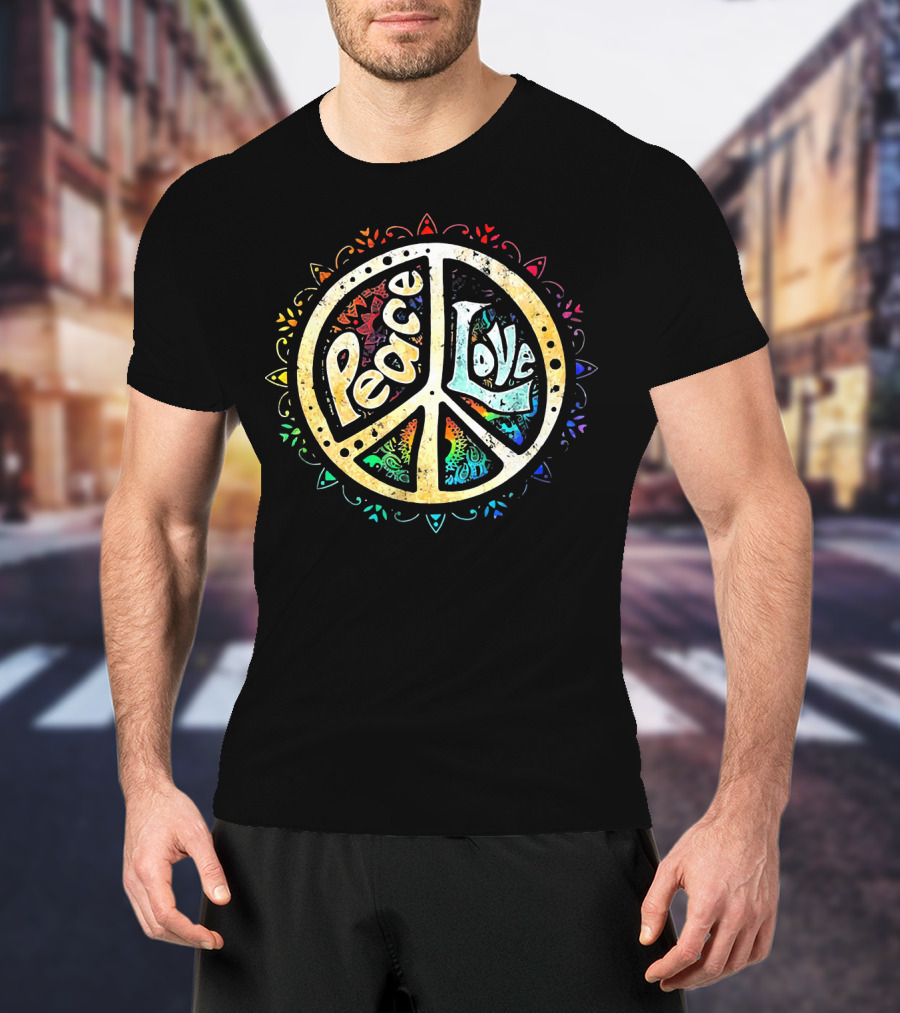 Peace Love Tee Colorful Peace Sign Mandala T-Shirt