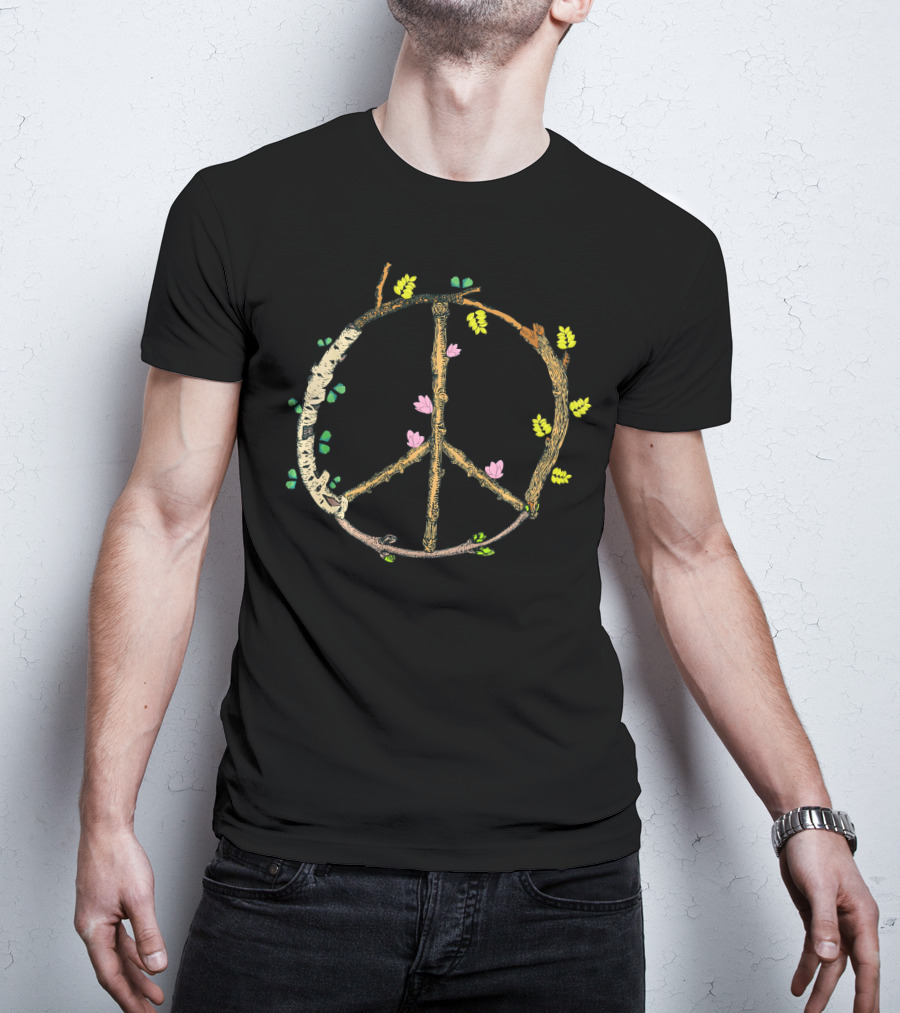 Wood Peace Sign Rustic Nature Tree Lover T-Shirt