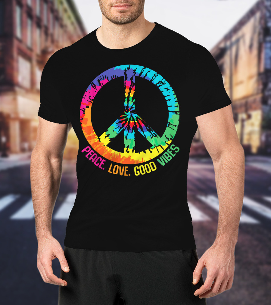 Tie Dye Peace Sign Love Good Vibes T-Shirt