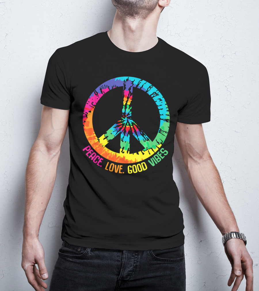 Tie Dye Peace Sign Love Good Vibes T-Shirt