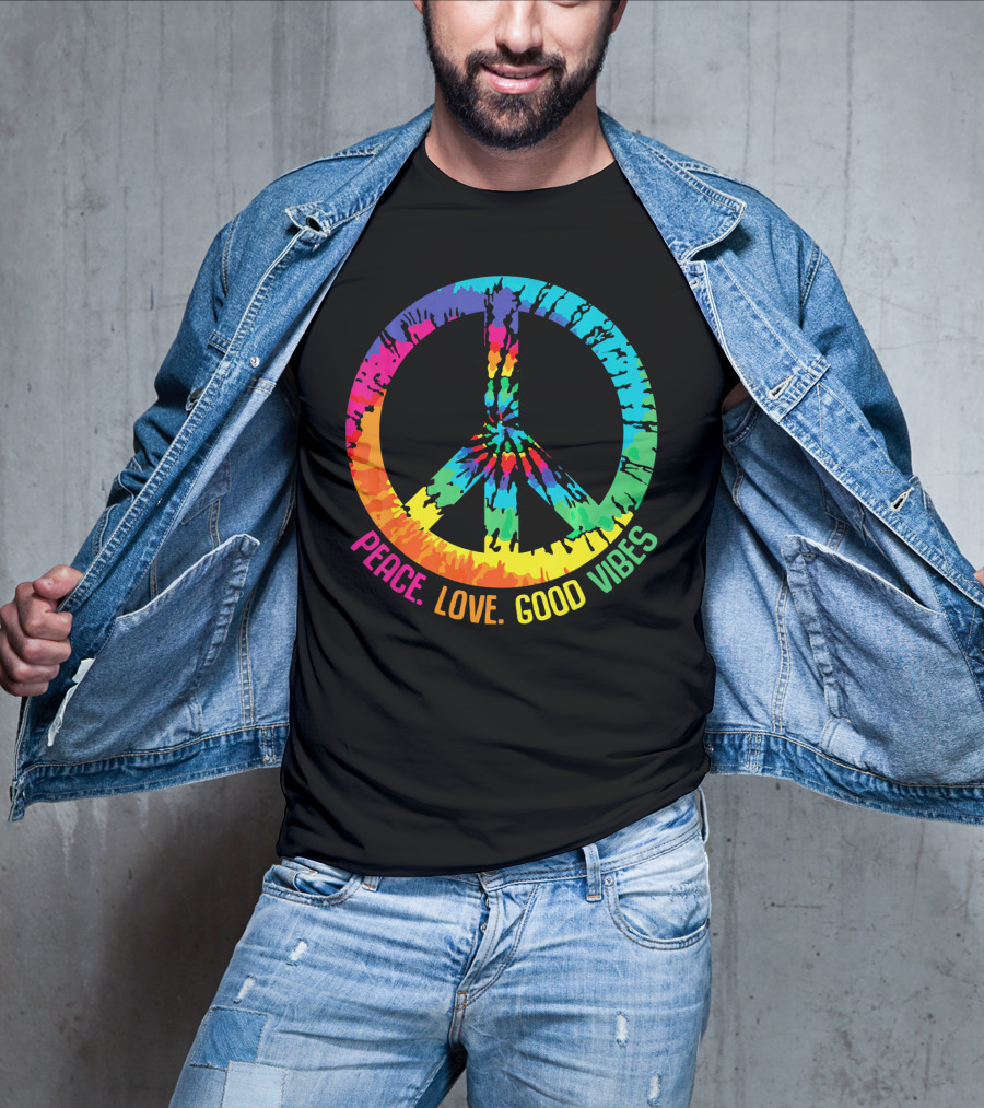 Tie Dye Peace Sign Love Good Vibes T-Shirt