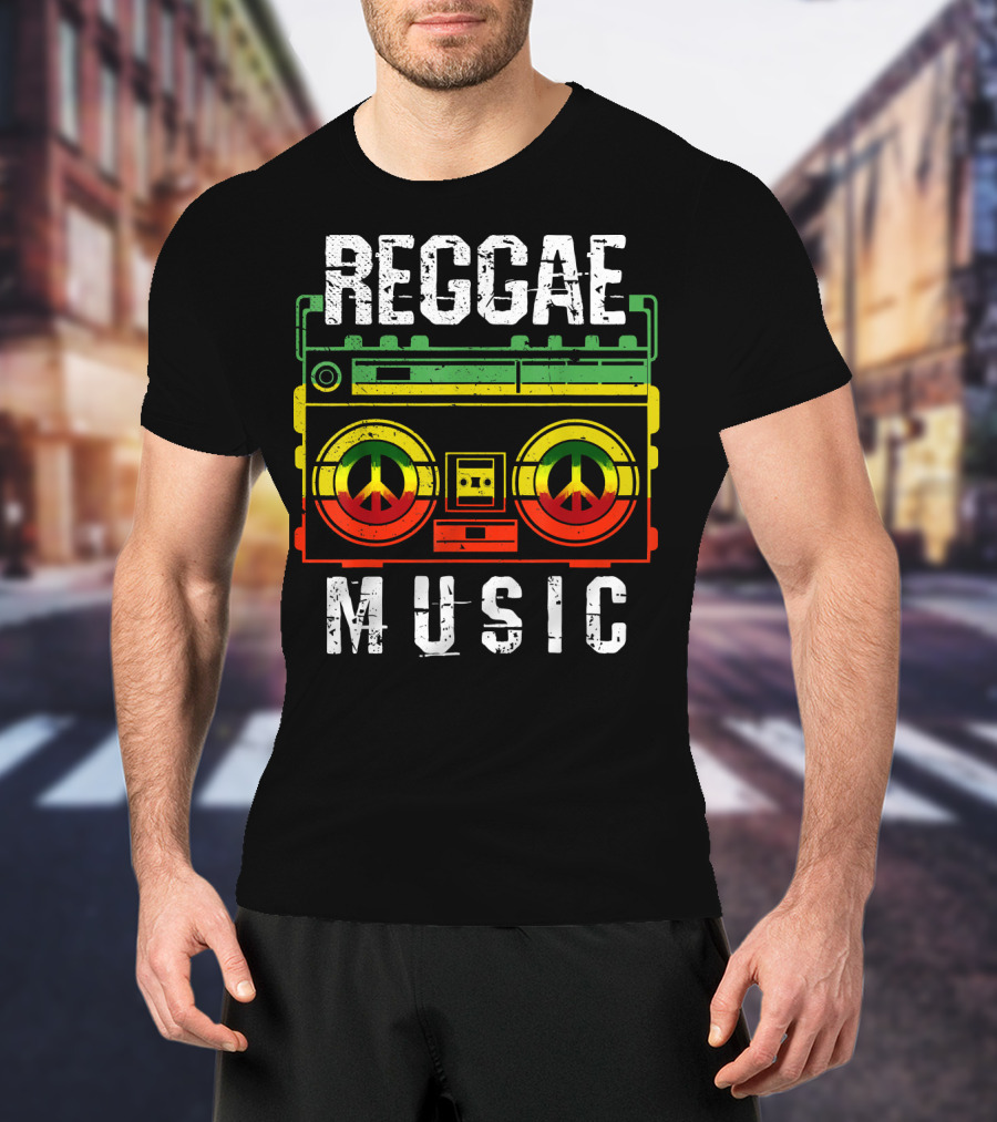 Reggae Music Peace Boombox Mens One Love T-Shirt