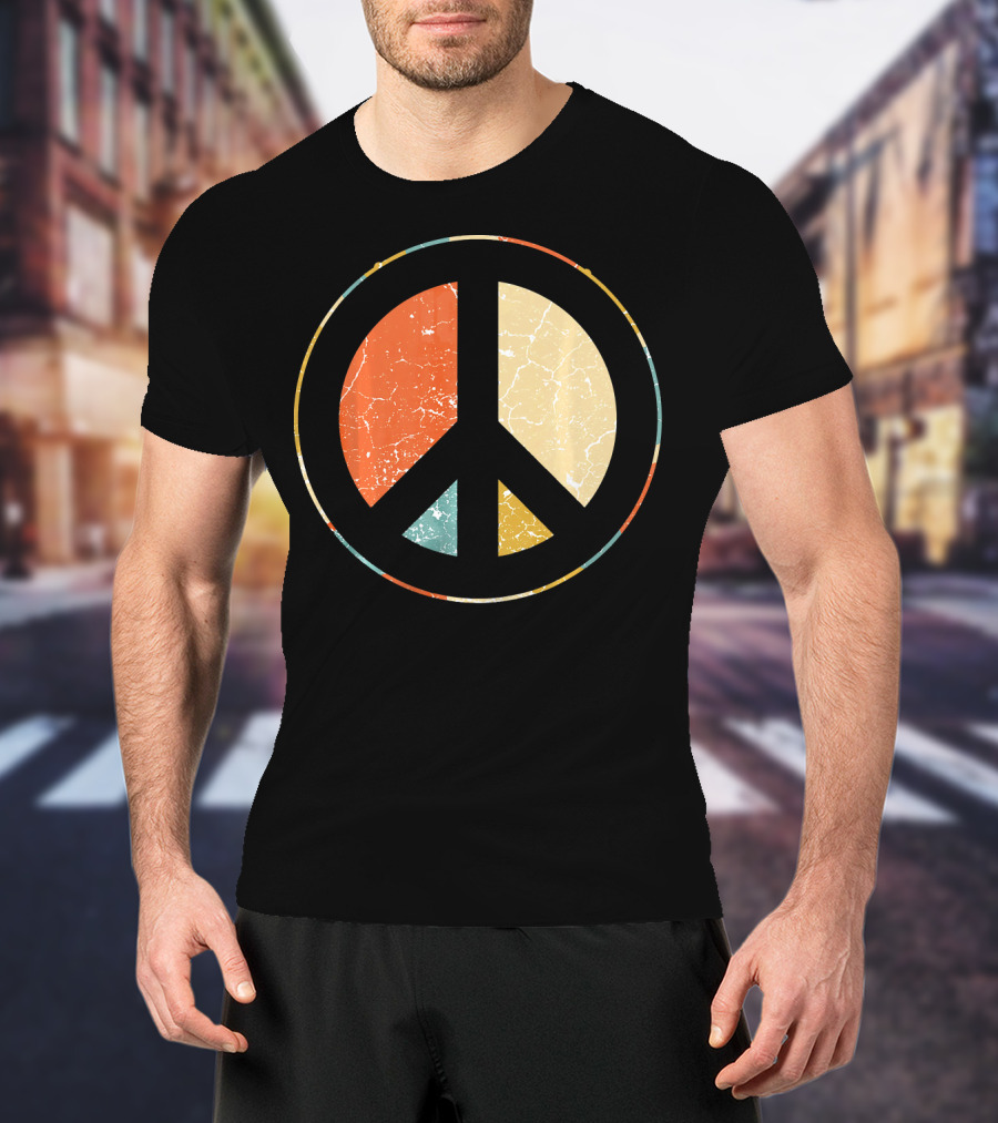 Peace Symbol Retro Tie Dye 60s 70s Hippie T-Shirt