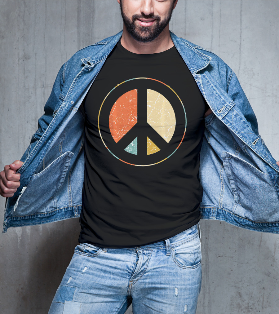 Peace Symbol Retro Tie Dye 60s 70s Hippie T-Shirt