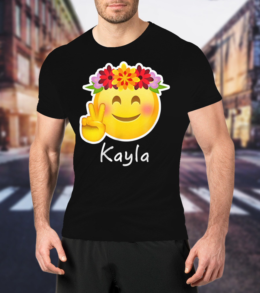 Kayla Hippie Flower Power Peace Sign Emoticon T-Shirt