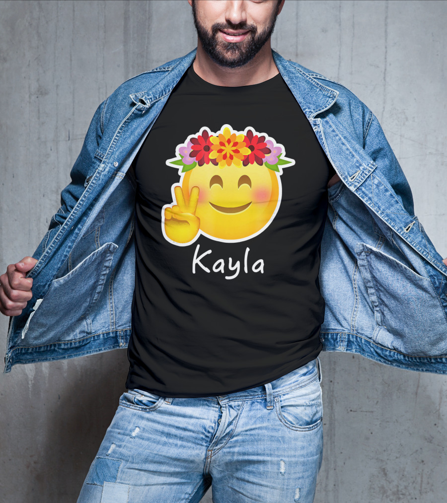 Kayla Hippie Flower Power Peace Sign Emoticon T-Shirt