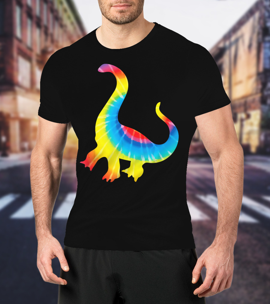 Tie Dye Rainbow Dinosaur Print Rex Hip T-Shirt