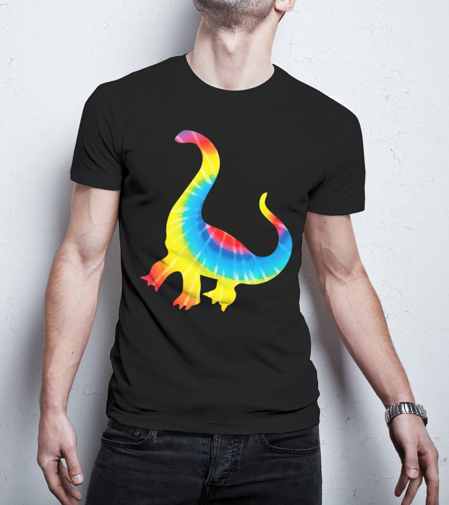 Tie Dye Rainbow Dinosaur Print Rex Hip T-Shirt