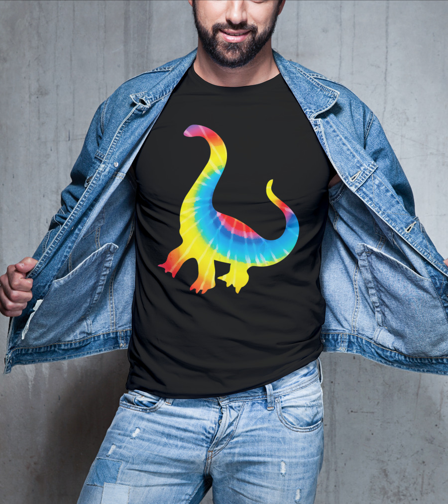 Tie Dye Rainbow Dinosaur Print Rex Hip T-Shirt