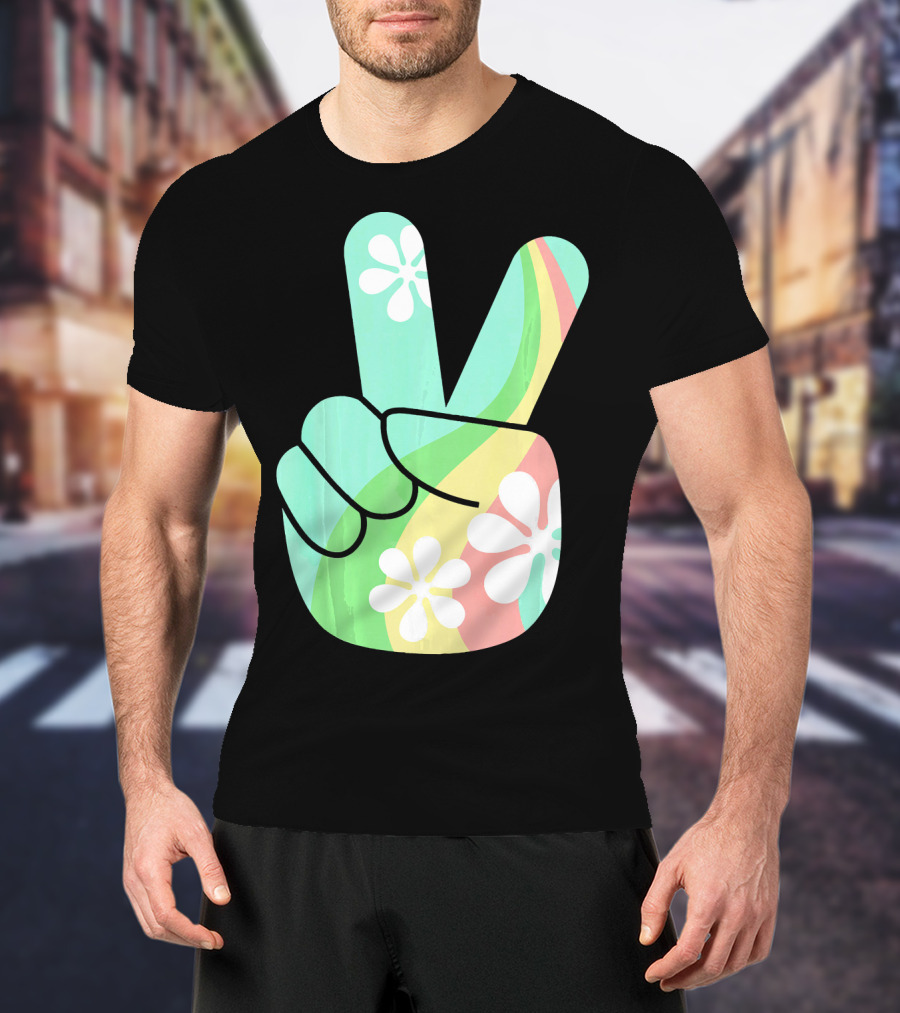 Retro Vintage Peace Sign Hippie 70s Flower Power Vibes T-Shirt