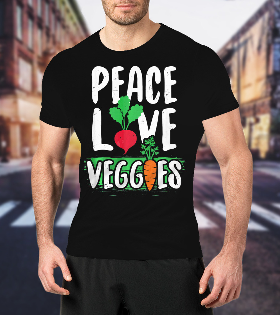 Peace Love Veggies Vegetarian Carrot And Radish T-Shirt