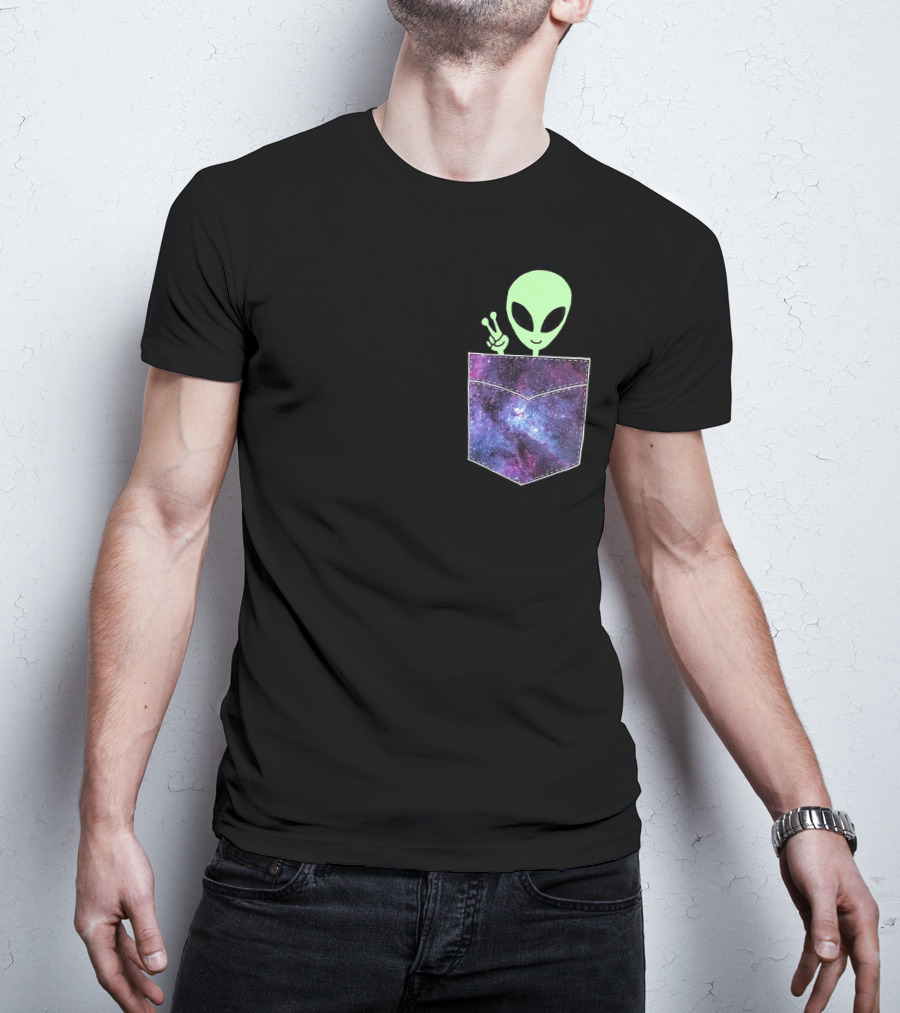 Alien Pocket UFO From Cosmic Galaxy Peace T-Shirt