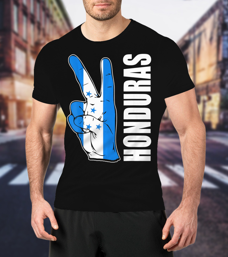 Peace In Honduras Love Hondura Honduran Flag V Sign T-Shirt