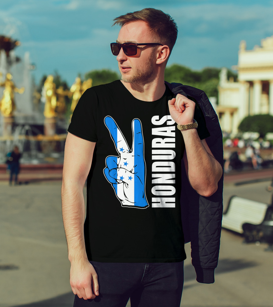 Peace In Honduras Love Hondura Honduran Flag V Sign T-Shirt