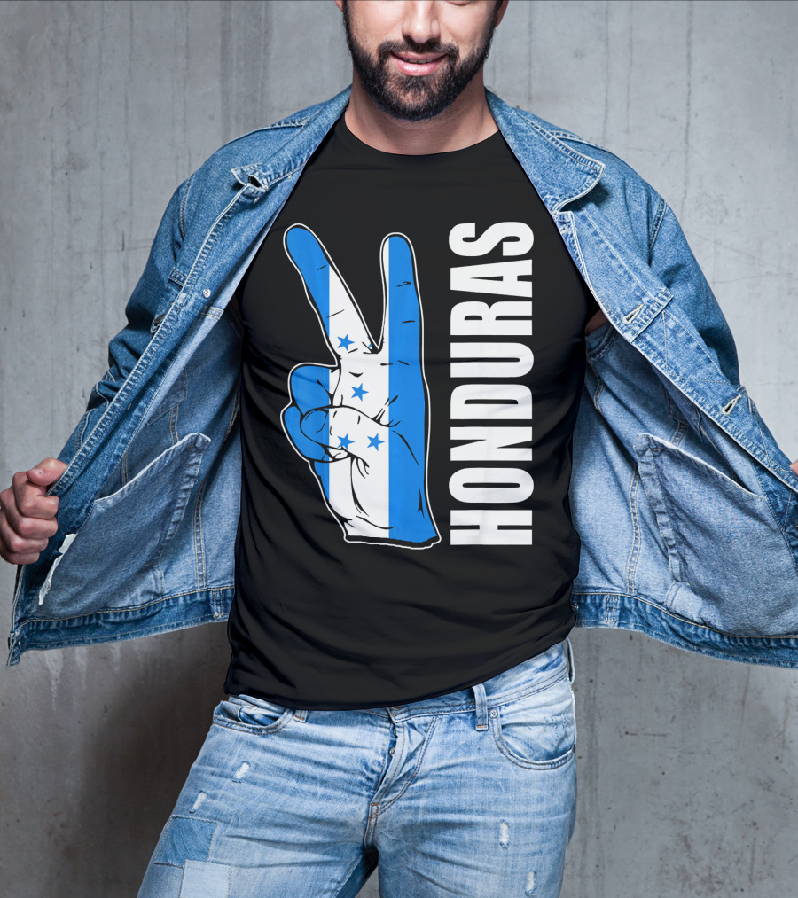 Peace In Honduras Love Hondura Honduran Flag V Sign T-Shirt