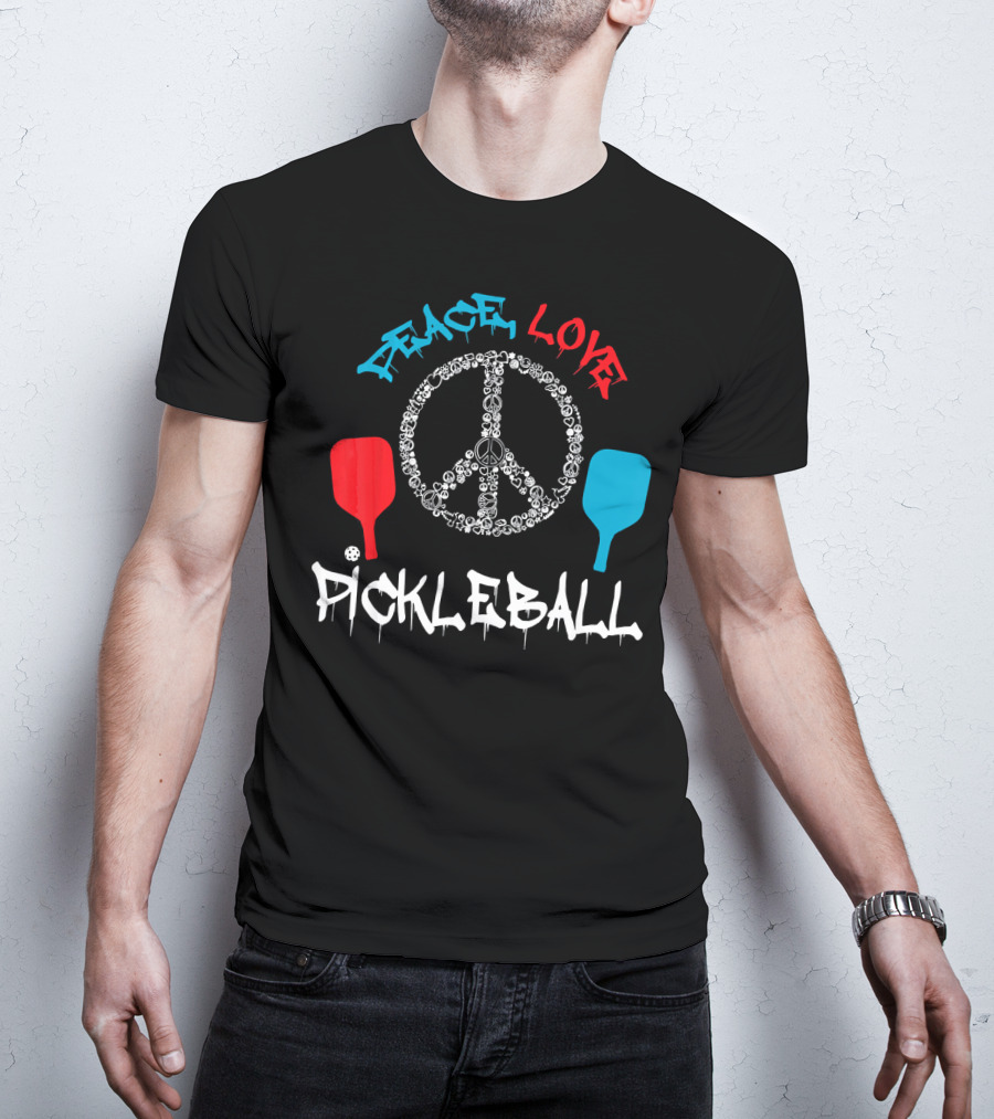 Peace Love Pickleball Funny Player T-Shirt
