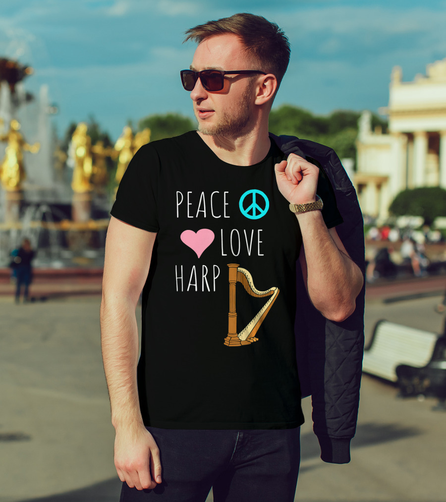 Peace Love Harp Player Musician Harpist T-Shirt