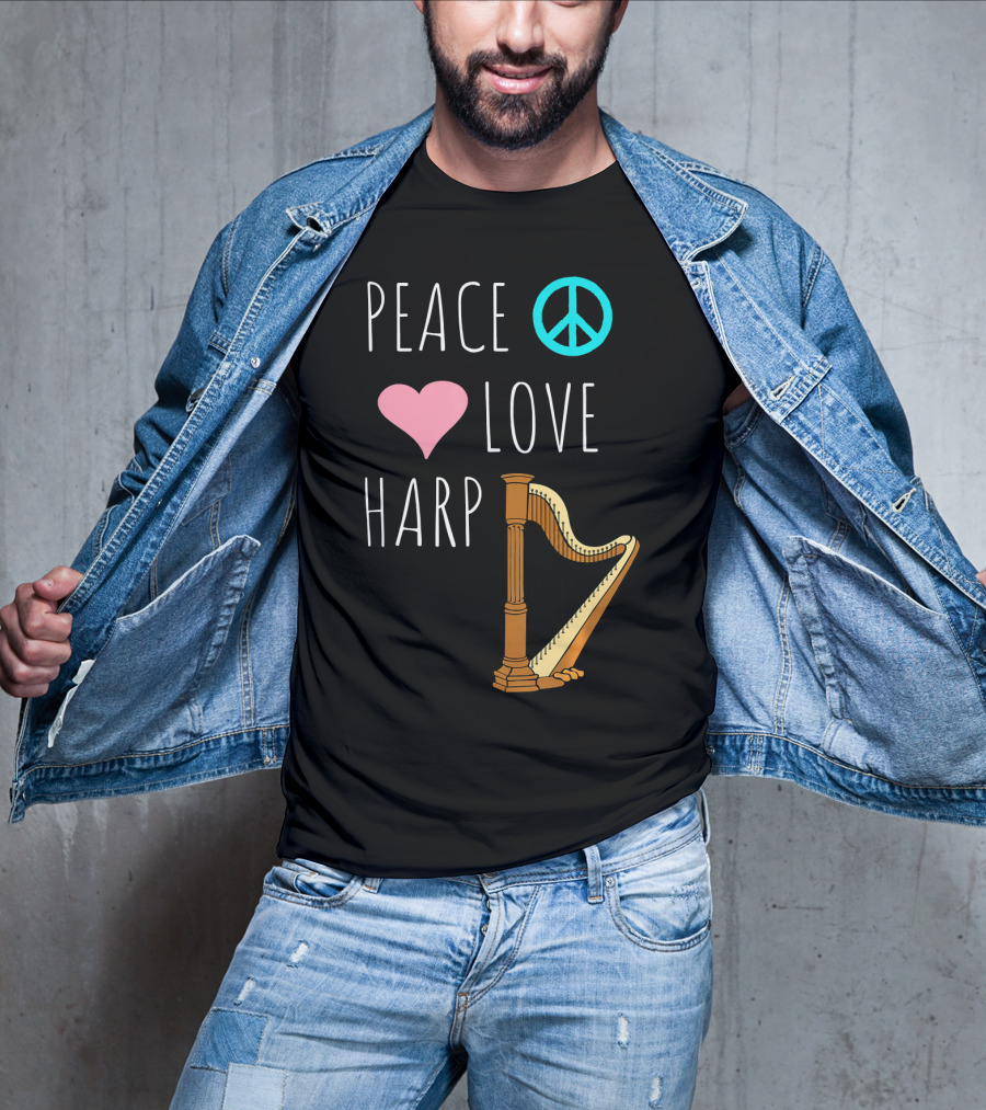 Peace Love Harp Player Musician Harpist T-Shirt