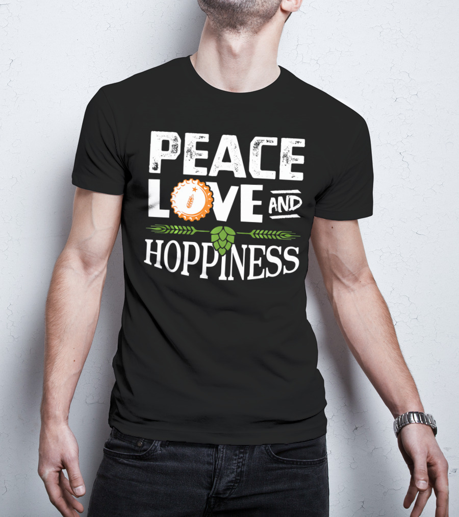 Peace Love And Hoppiness Craft Beer IPA Cappuccino Cup Wheat Symbol Hops T-Shirt