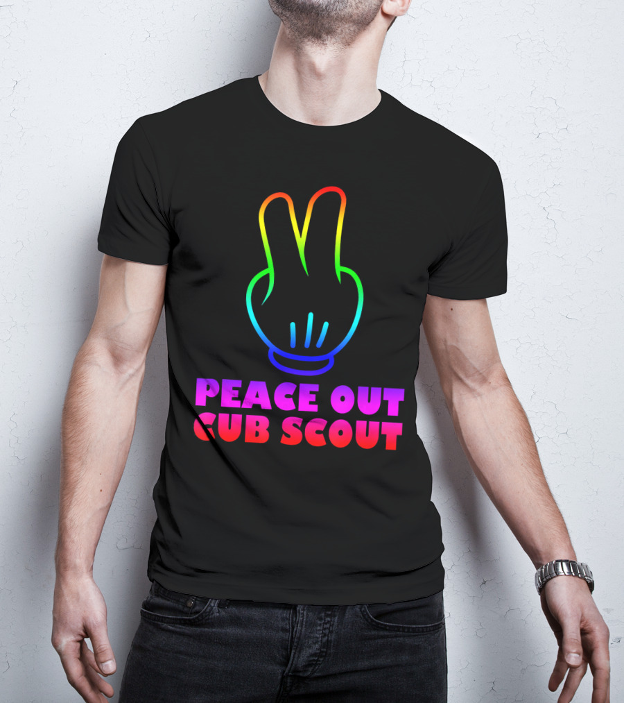 Peace Out Cub Scout Rainbow Hand Gesture T-Shirt