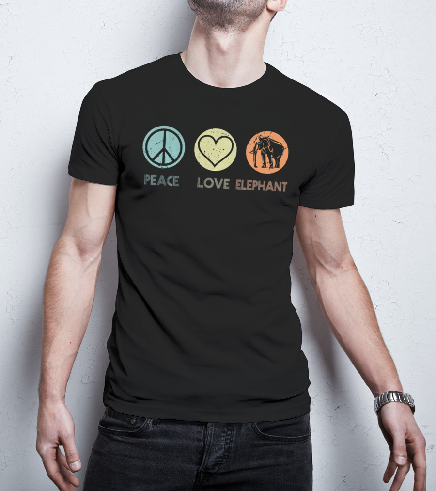 Peace Love Elephant Vintage T-Shirt