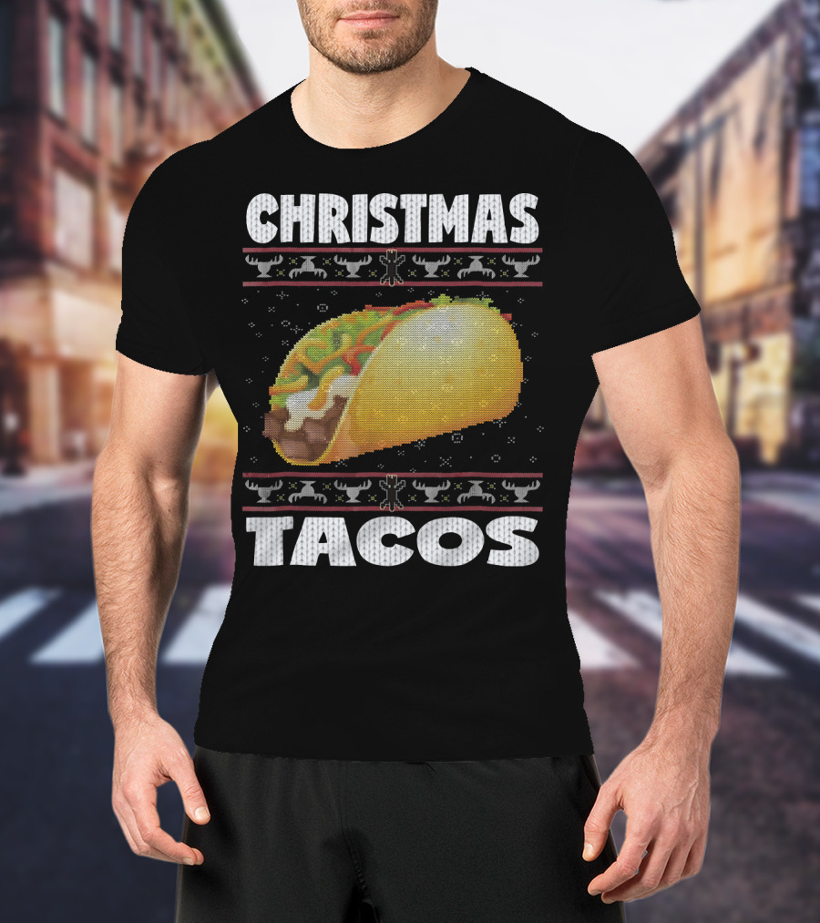 Christmas Tacos Ugly Sweater Funny Holiday T-Shirt