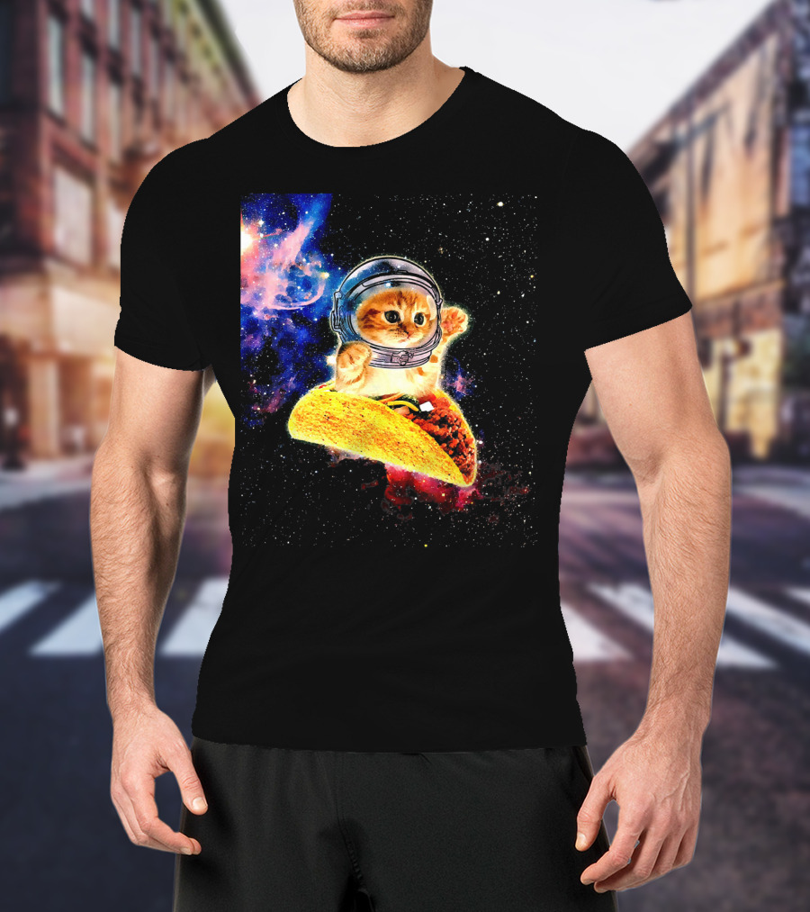Crazy Space Taco Cat Astronaut Galaxy Adventure T-Shirt