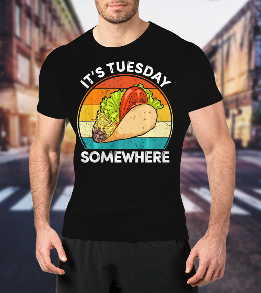 It's Tuesday Somewhere Vintage Taco Retro Stripes T-Shirt