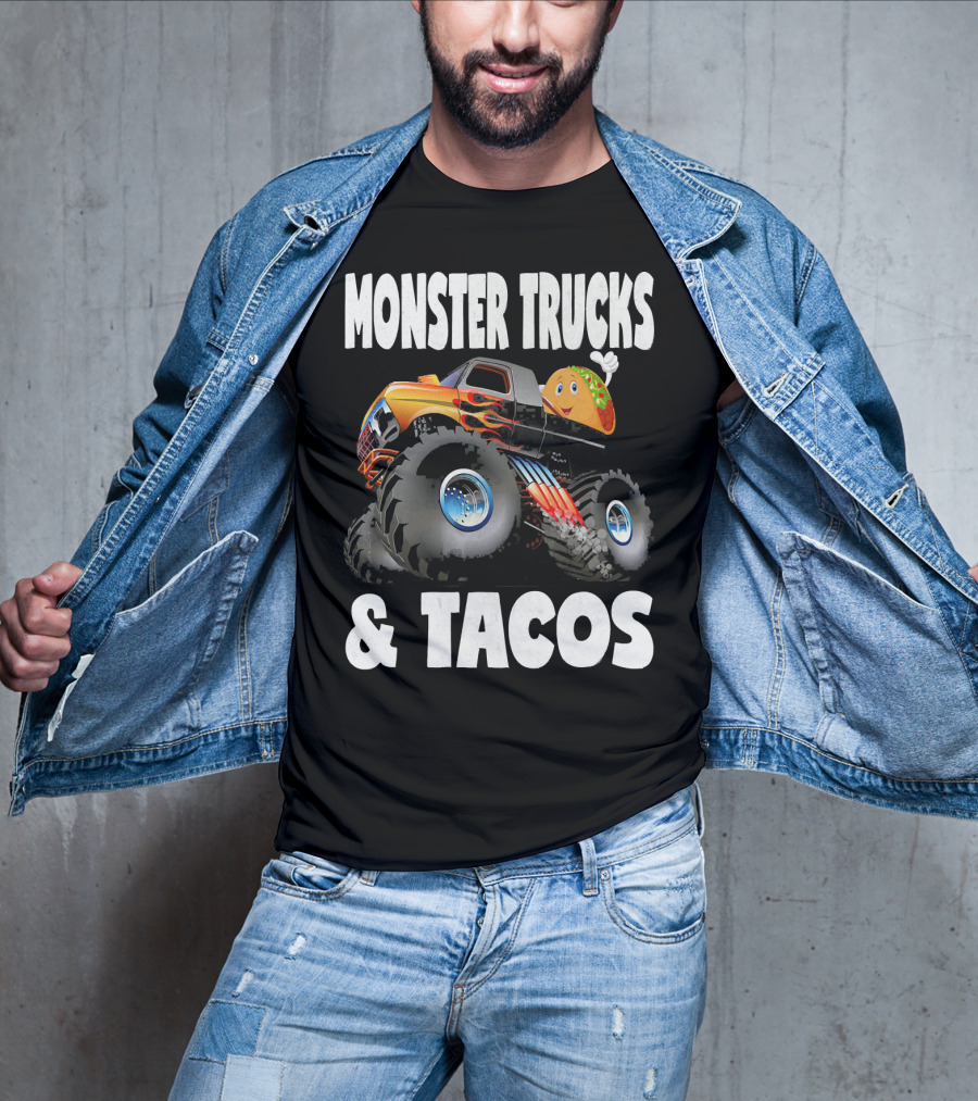 Monster Trucks And Tacos Funny Cute Taco Truck Adventure T-Shirt