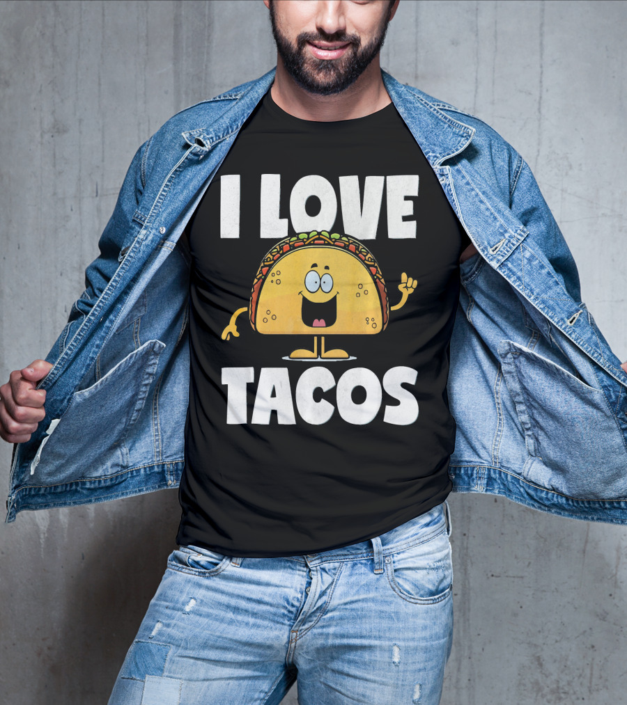 I Love Tacos Funny Vintage Retro Cute Taco Cartoon T-Shirt