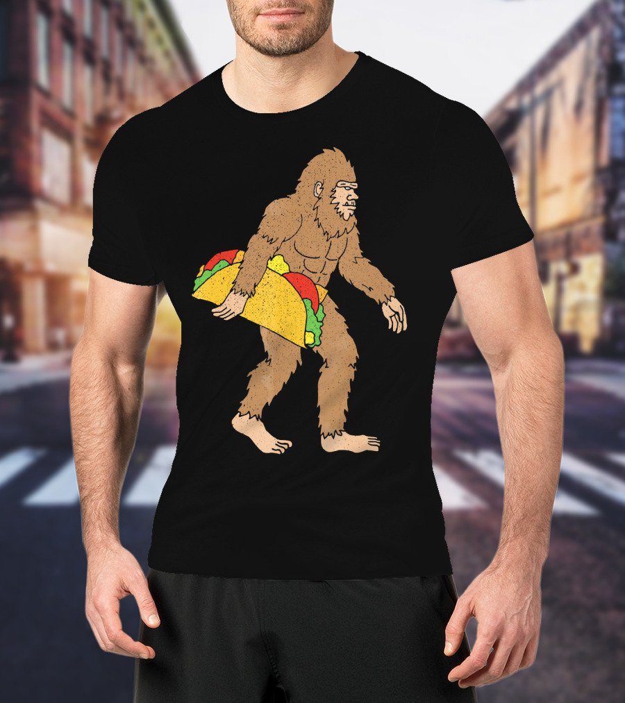 Funny Yetti Big Foot Taco Holding T-Shirt