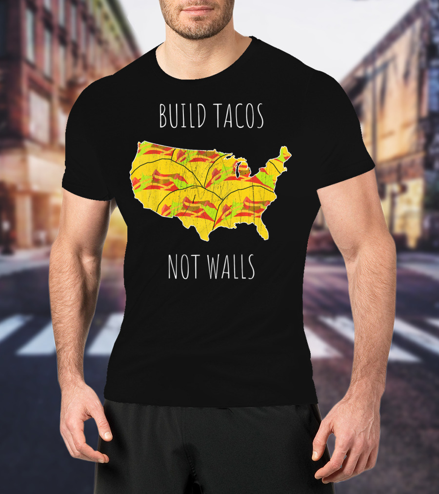 Build Tacos Not Walls USA Map T-Shirt