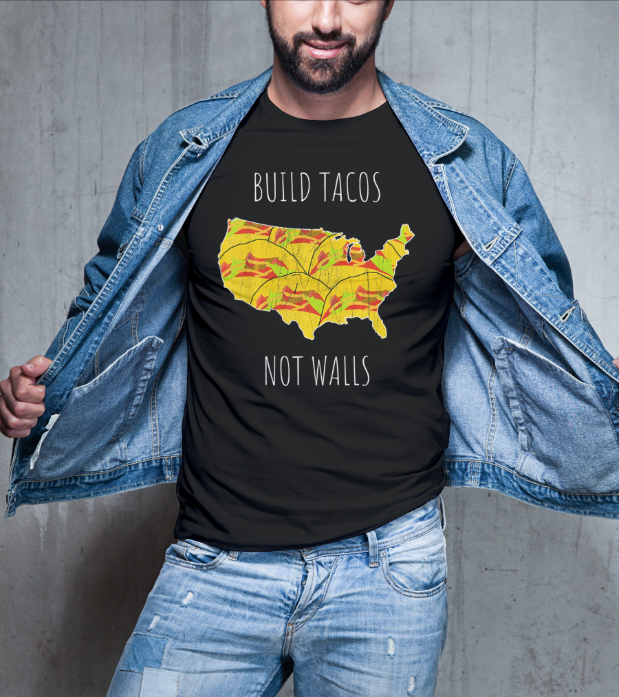 Build Tacos Not Walls USA Map T-Shirt