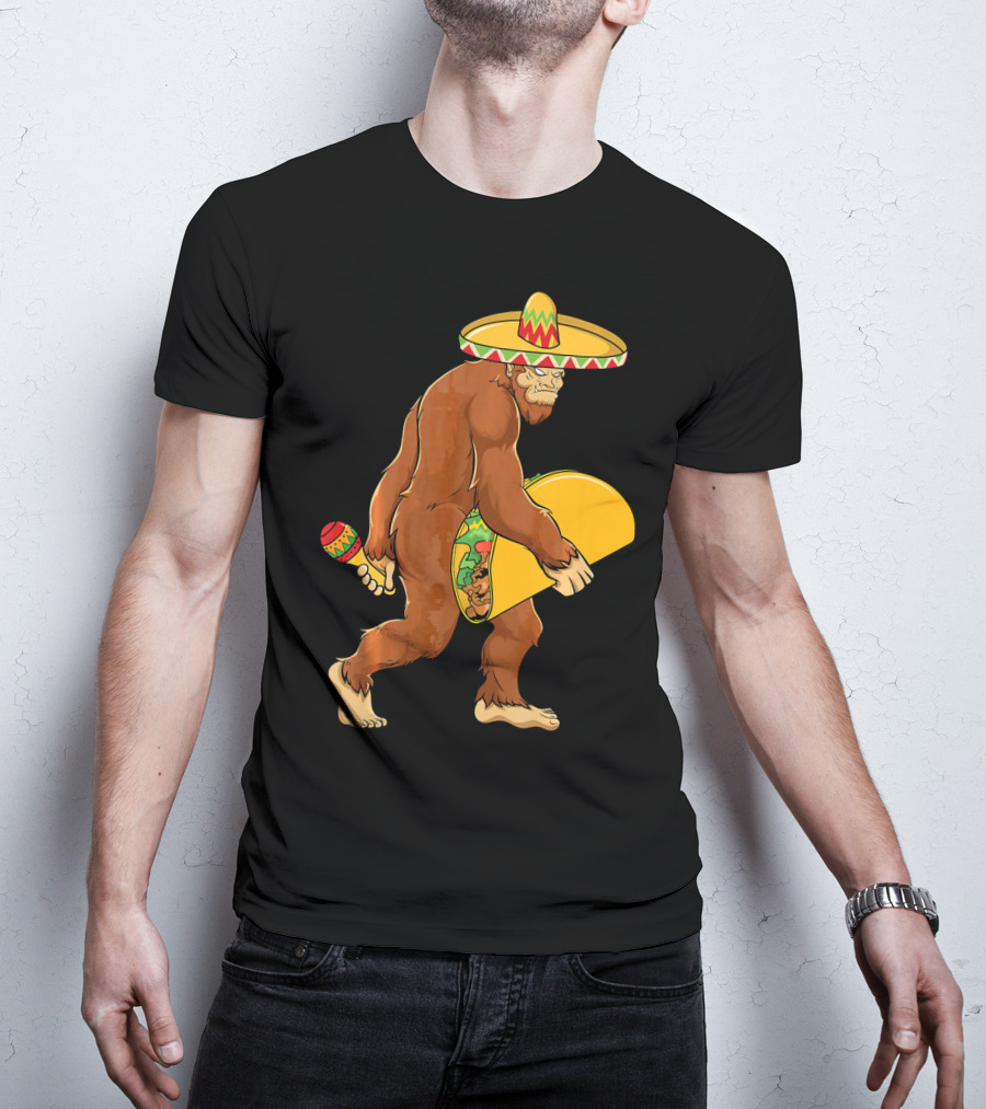 Bigfoot Cinco De Mayo Sombrero Taco Maraca T-Shirt