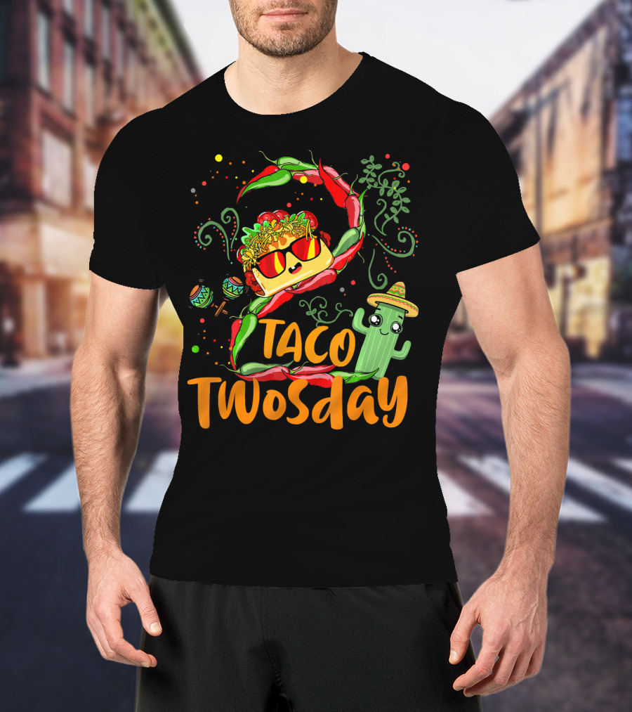Taco Twosday 2nd Birthday Chili Hat Cactus Maracas T-Shirt