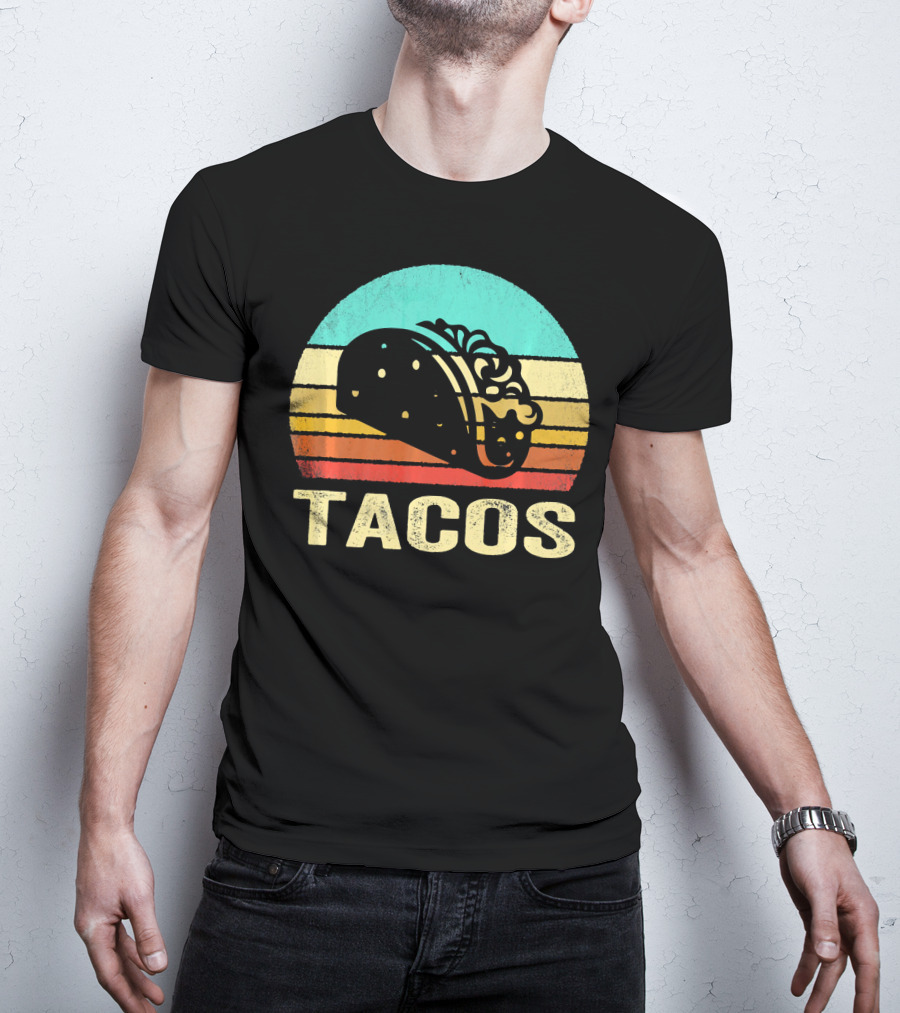 Vintage Tacos Retro Sunset Stripes T-Shirt