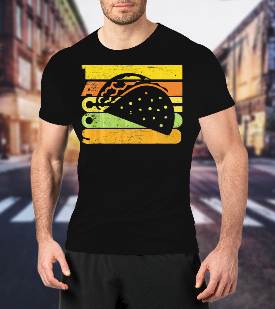 Vintage Retro Style Tacos Funny Ta Stripes Taco T-Shirt