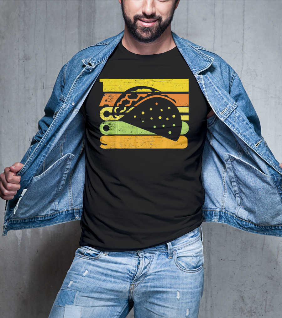 Vintage Retro Style Tacos Funny Ta Stripes Taco T-Shirt