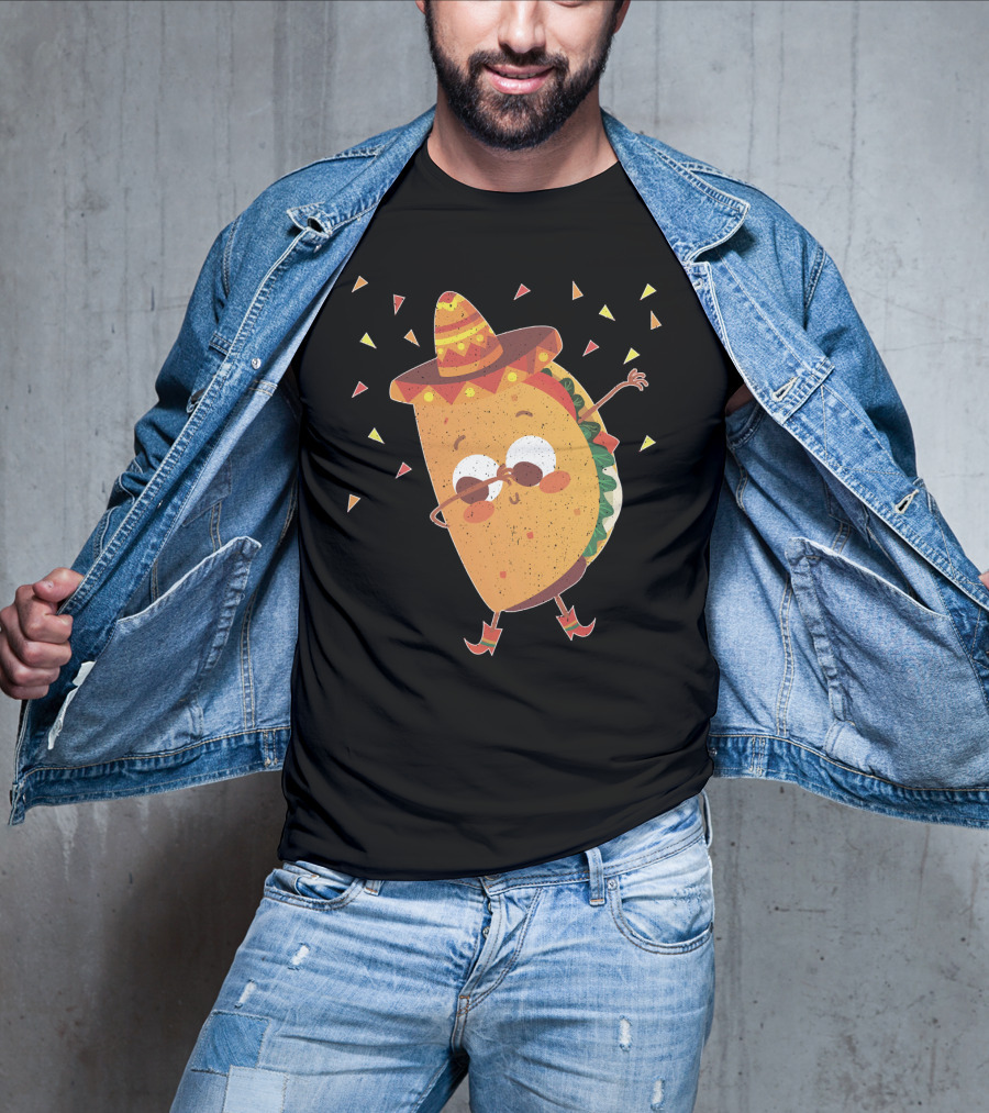 Funny Mexican Dabbing Taco Sombrero Party T-Shirt