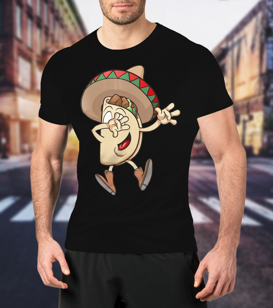 Taco Dance Funny Sombrero Wearin' Animated Taco Character T-Shirt